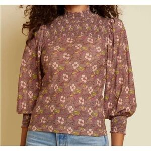 Nation Sandrine Floral Smocked Tee Size Small